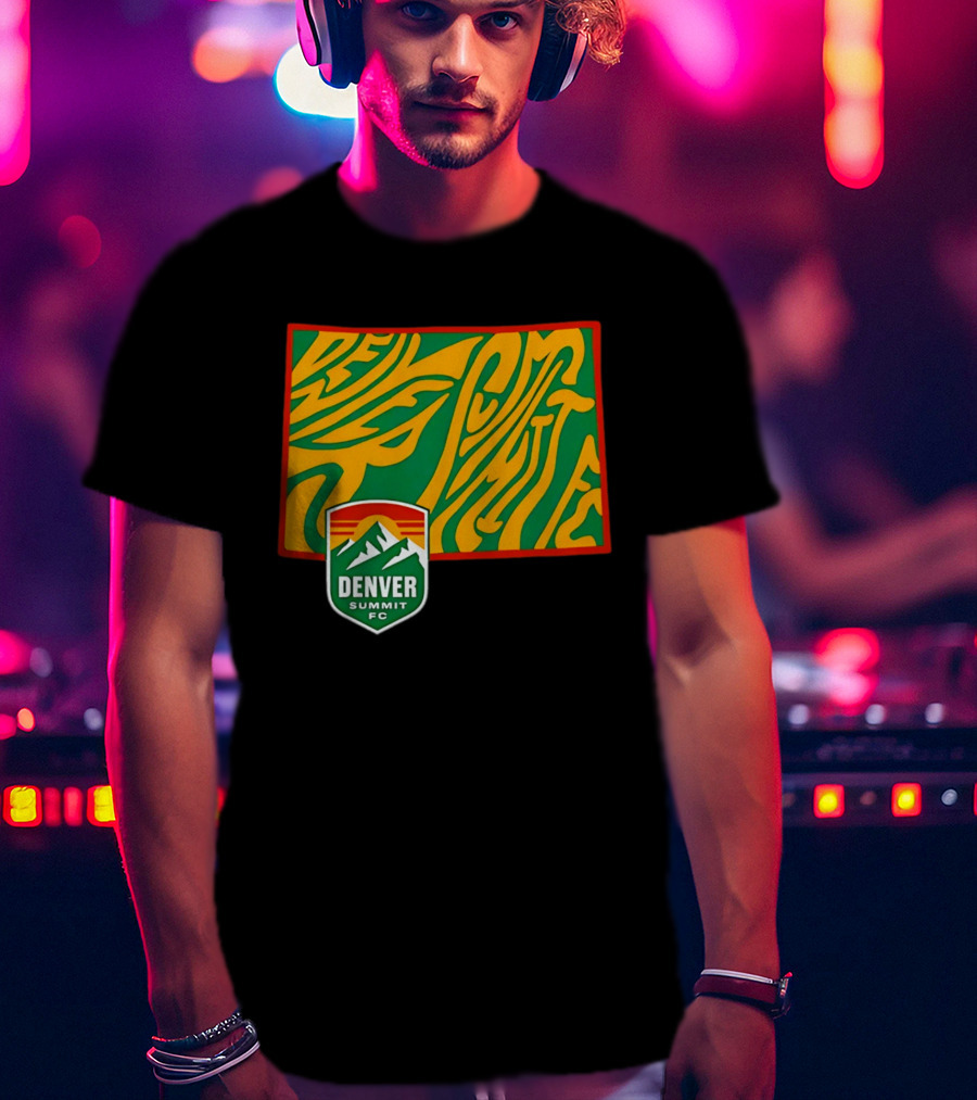 Denver Summit FC Groovy State Vibrant Mountain Soccer Club T-Shirt