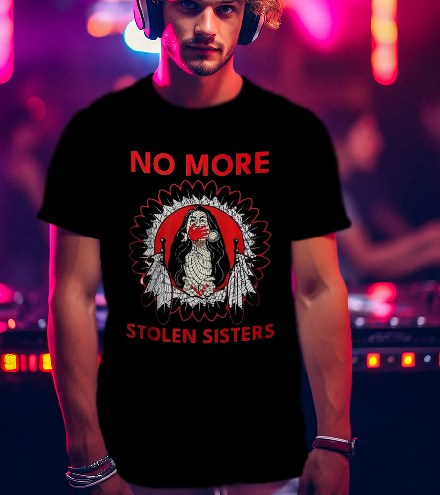 No More Stolen Sisters Awareness Symbol Empowerment Indigenous Rights Red Handprint Feather T-Shirt