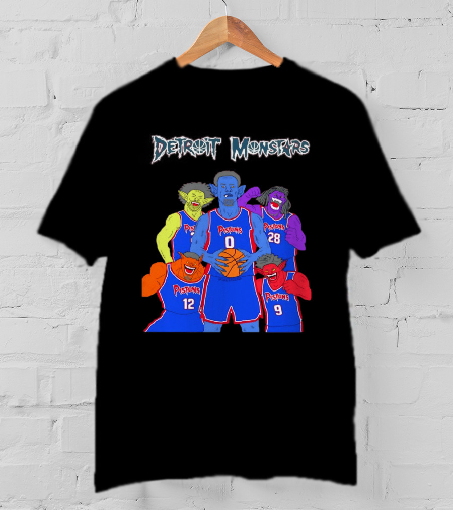 Detroit Pistons Monsters Space Jam Characters Basketball T-Shirt