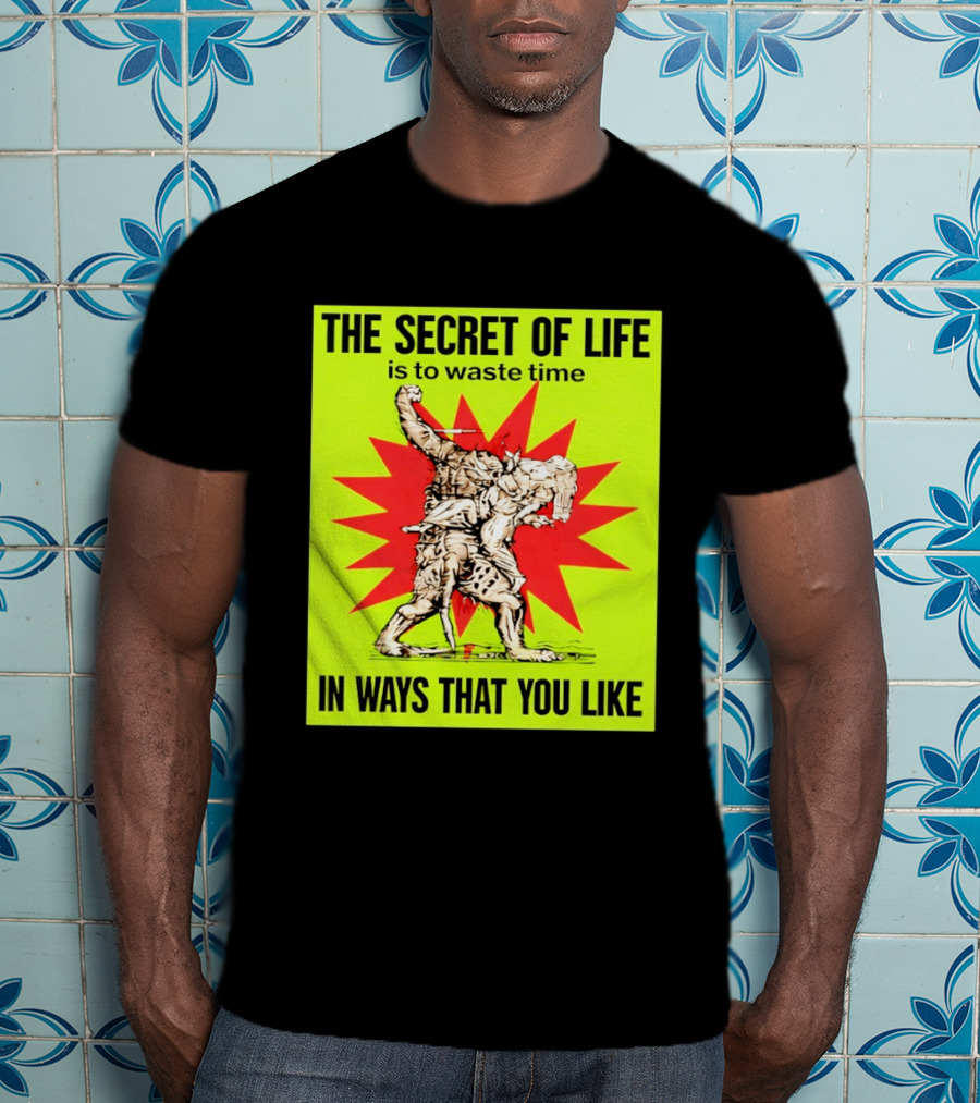 The Secret Of Life Is To Waste Time In Ways That You Like Comic Style Red Burst T-Shirt