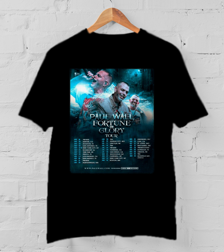 Paul Wall Fortune And Glory Tour 2026 Dates And Locations T-Shirt