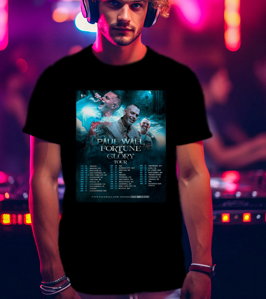 Paul Wall Fortune And Glory Tour 2026 Dates And Locations T-Shirt