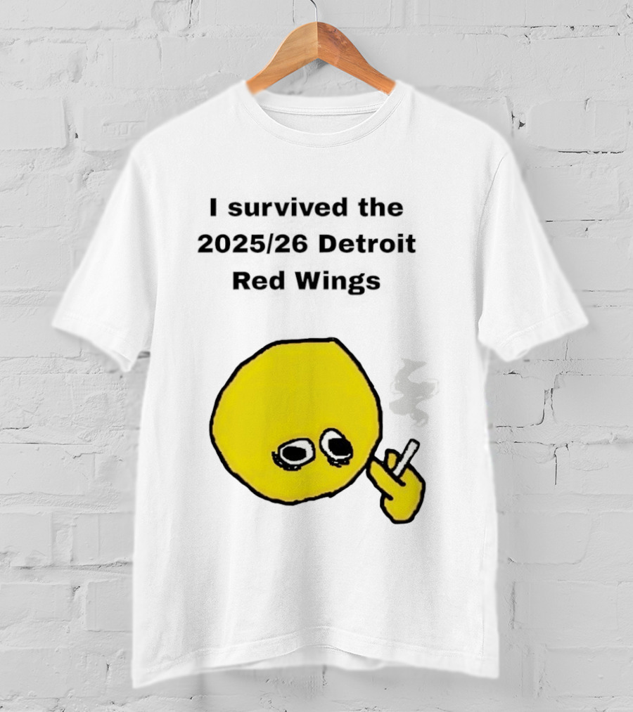 Smoking I Survived The 2025 26 Detroit Red Wings Yellow Face Smoking T-Shirt