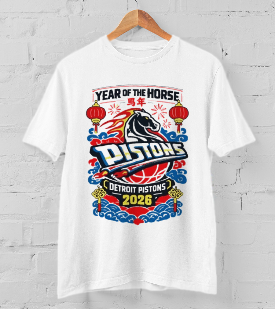 Detroit Pistons 2026 Year Of The Horse Chinese New Year Lanterns T-Shirt