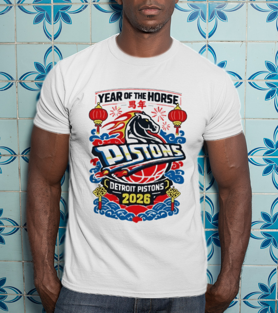 Detroit Pistons 2026 Year Of The Horse Chinese New Year Lanterns T-Shirt