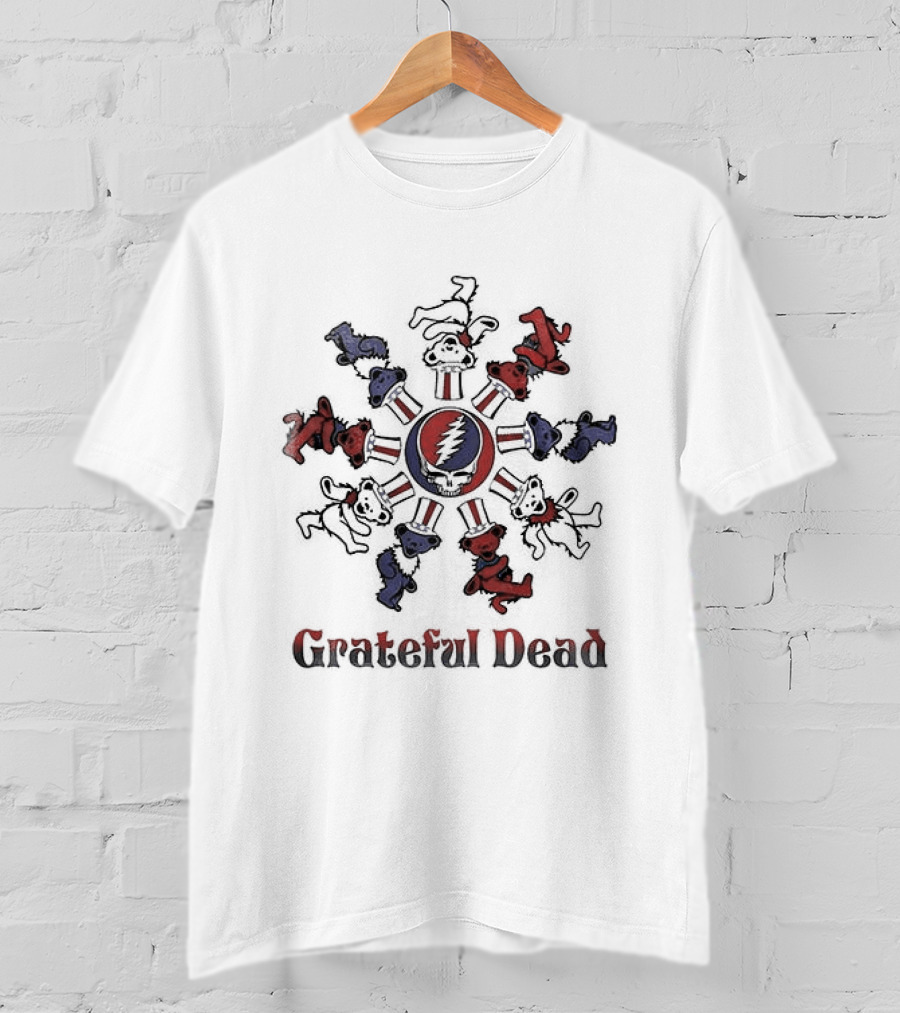 Grateful Dead Bears Dancing Around Steal Your Face Skull T-Shirt