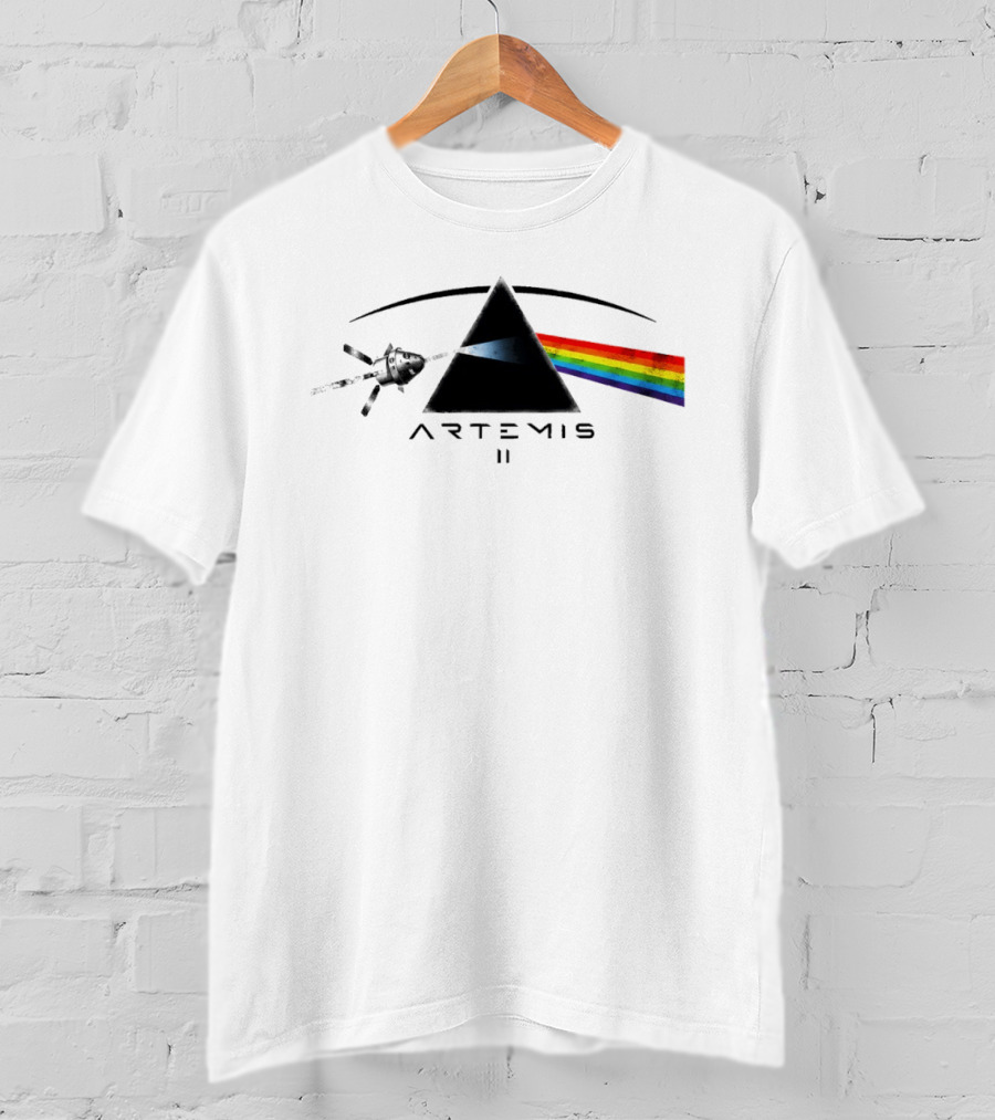 Artemis II Orion Space Program Dark Side Rainbow Triangle T-Shirt