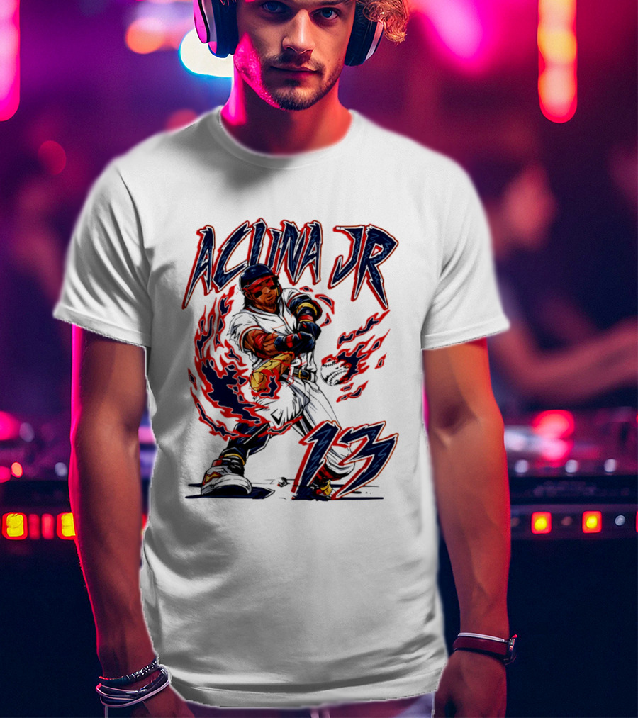 Ronald Acuna Jr Atlanta Braves 13 Hand Drawn Baseball T-Shirt