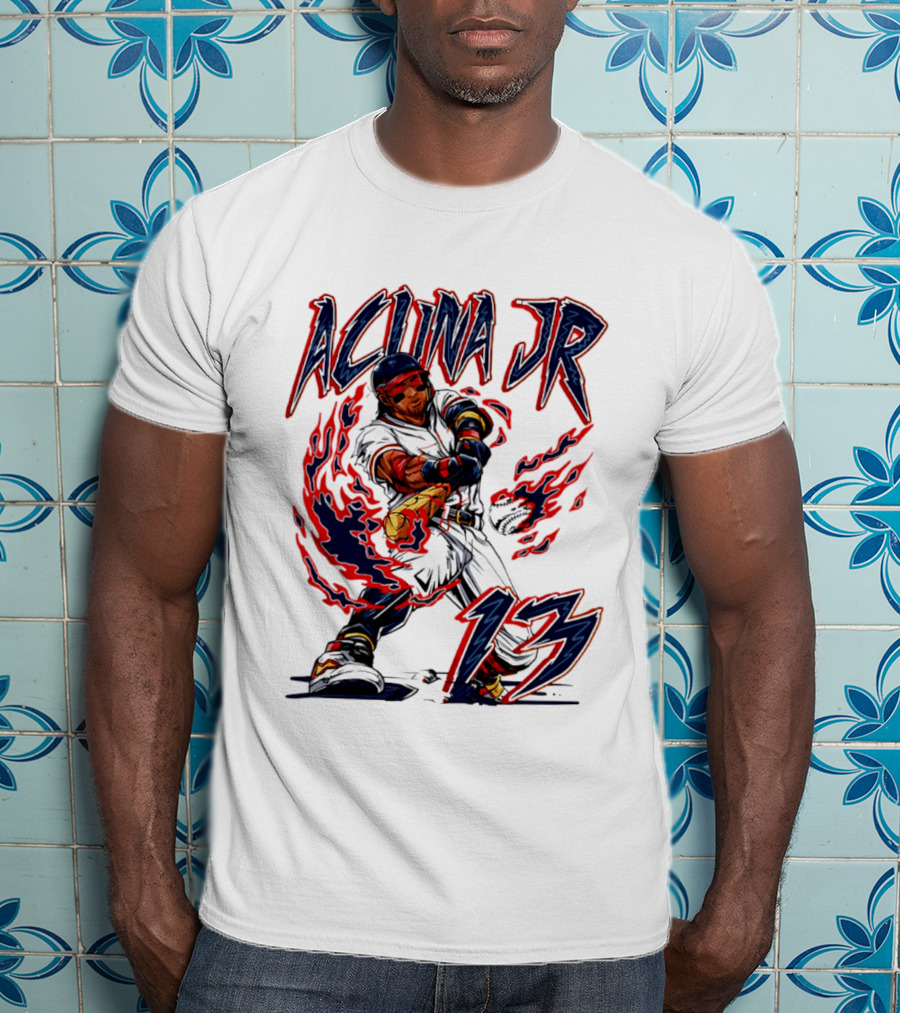Ronald Acuna Jr Atlanta Braves 13 Hand Drawn Baseball T-Shirt
