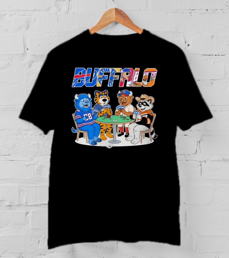 Buffalo Bisons Sabres Bills Rocket City Trash Pandas Playing Card Characters T-Shirt