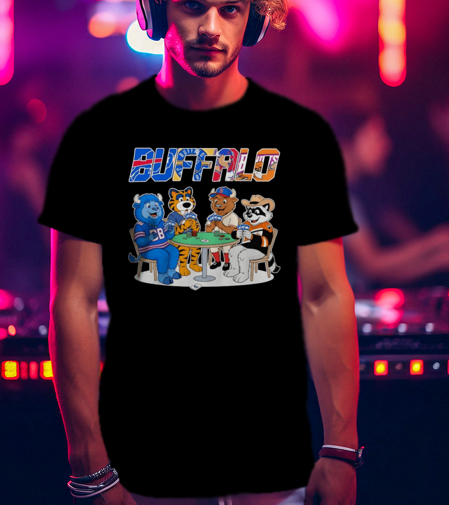 Buffalo Bisons Sabres Bills Rocket City Trash Pandas Playing Card Characters T-Shirt
