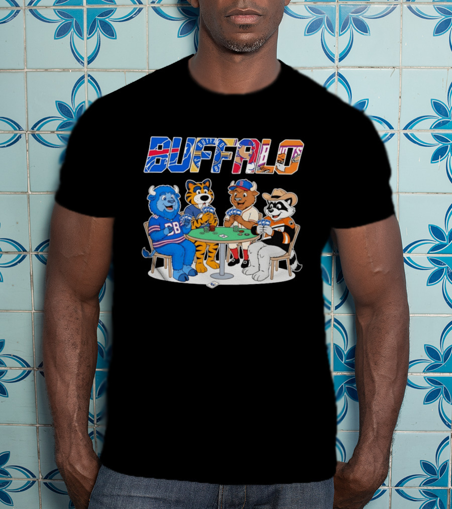 Buffalo Bisons Sabres Bills Rocket City Trash Pandas Playing Card Characters T-Shirt
