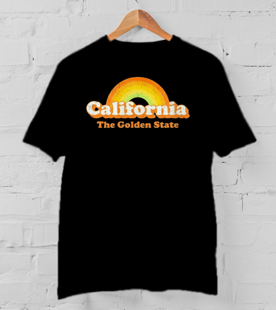 California The Golden State Retro Rainbow T-Shirt