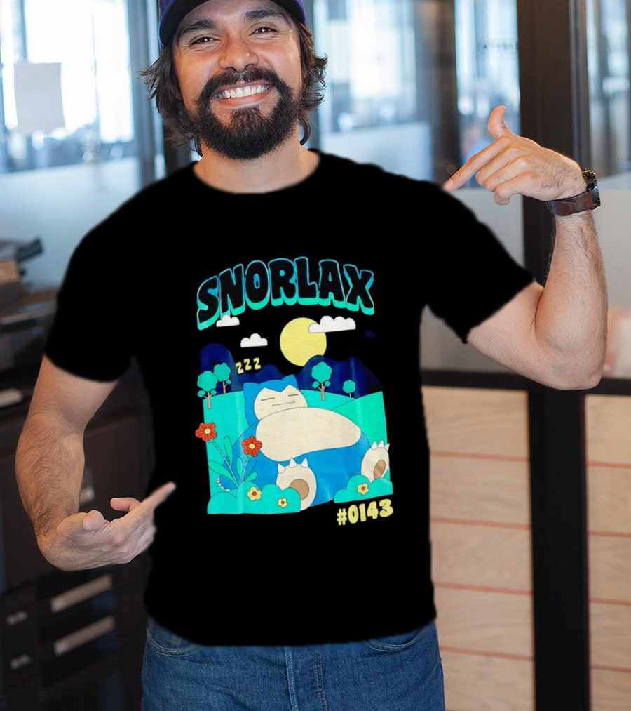 SNORLAX Sleeping Zzz #0143 With Sun And Flowers In Nature Scene T-Shirt