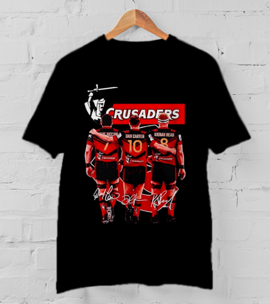 Crusaders Dan Carter Richie McCaw Kieran Read Signatures Rugby Legends Trio T-Shirt