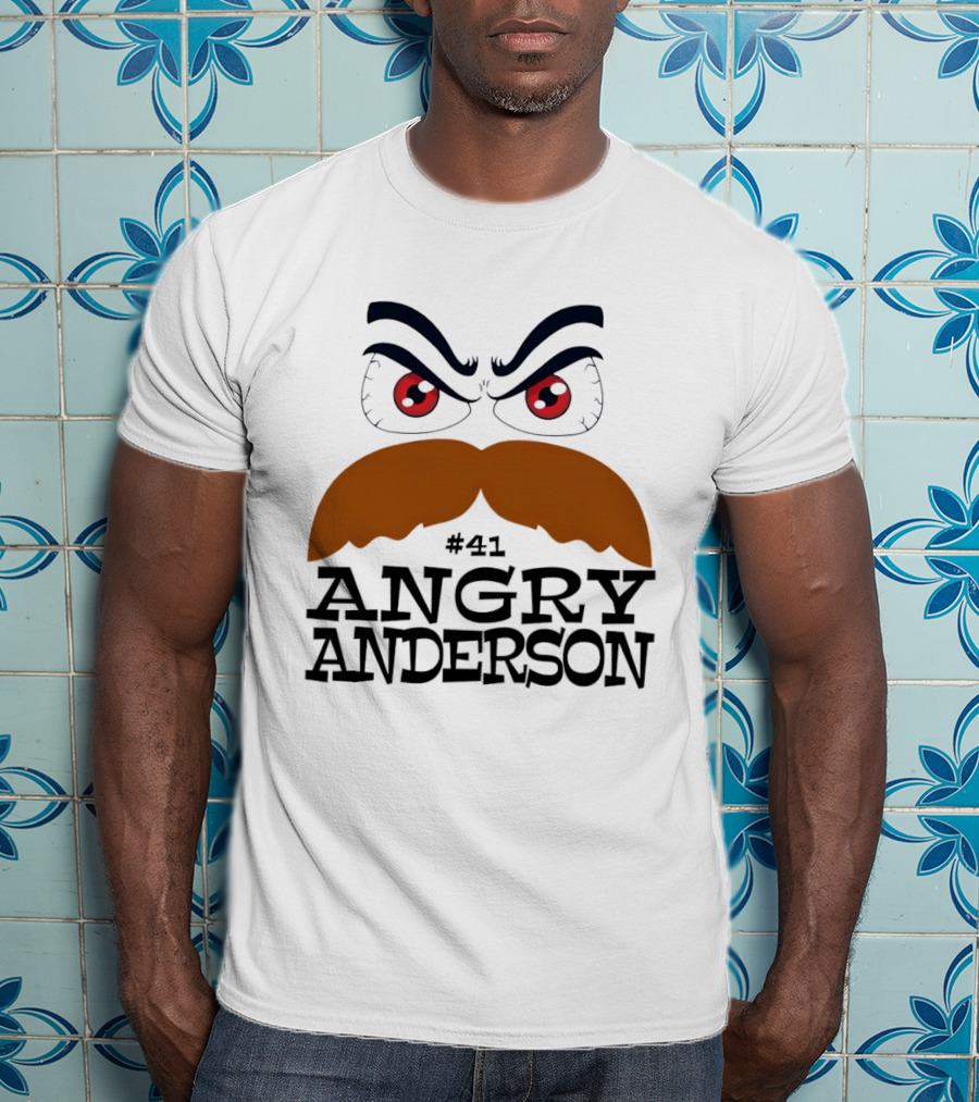 Angry Anderson #41 Big Face Brown Mustache Red Eyes T-Shirt