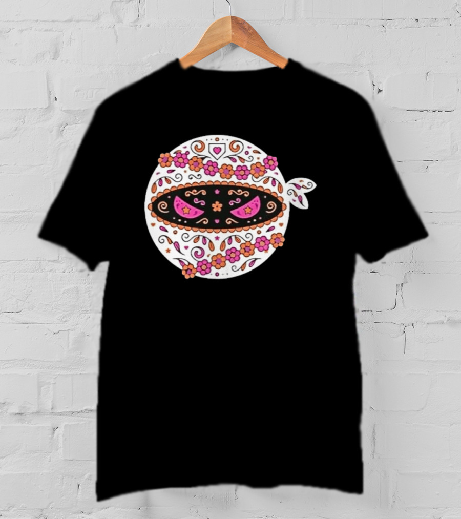 Dia De Los Muertos San Diego Padres Pitching Ninja Baseball Skull Floral T-Shirt