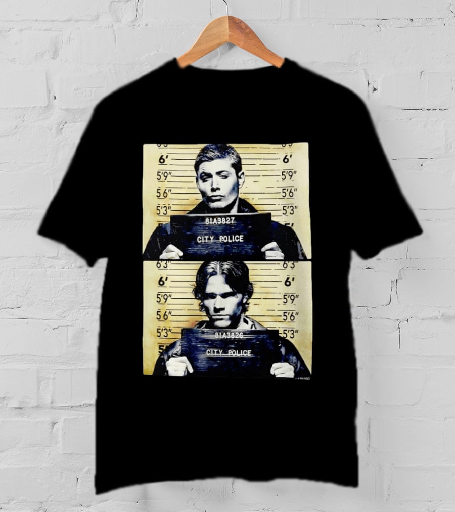 Supernatural Sam And Dean Winchester Shot City Police 81A3827 81A3826 T-Shirt