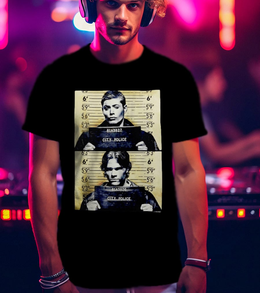 Supernatural Sam And Dean Winchester Shot City Police 81A3827 81A3826 T-Shirt