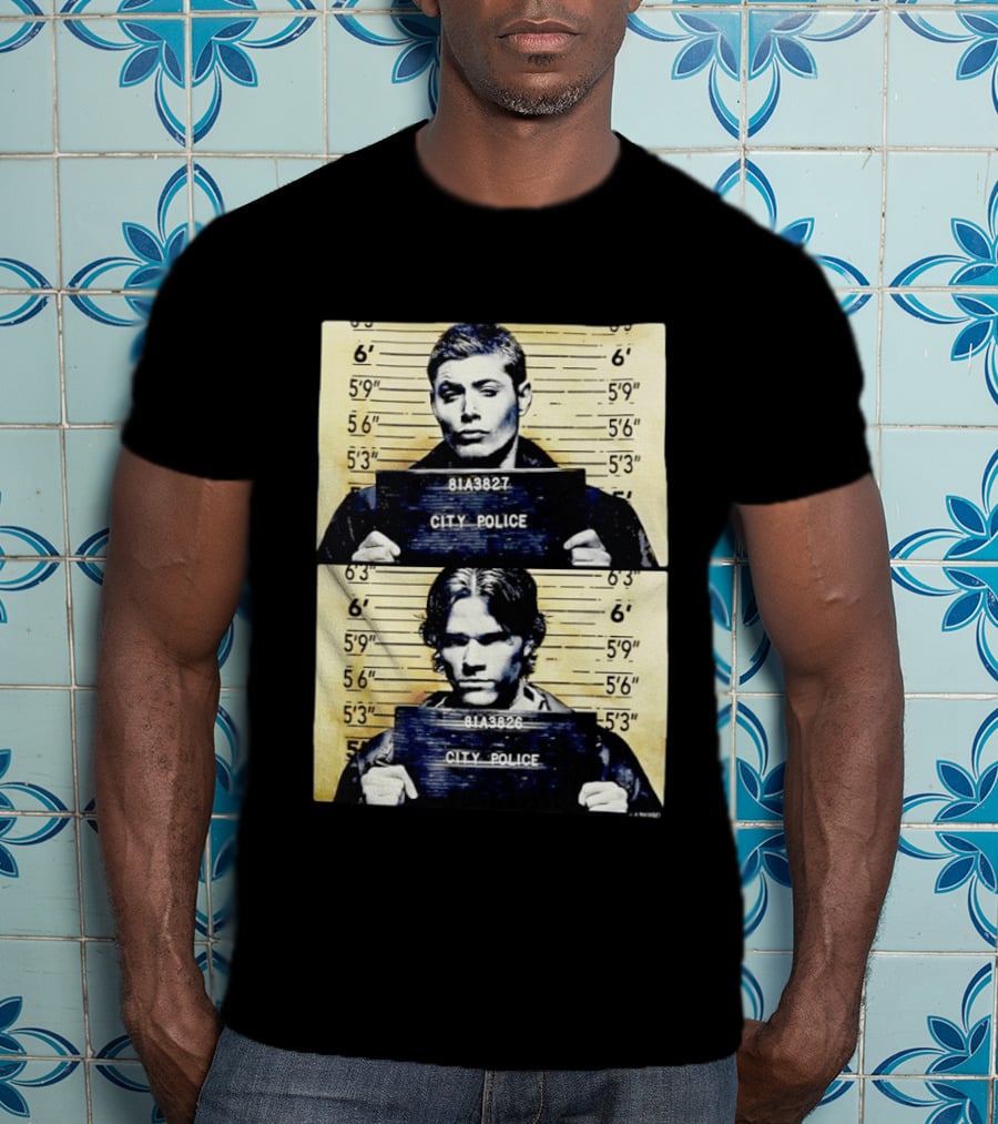 Supernatural Sam And Dean Winchester Shot City Police 81A3827 81A3826 T-Shirt