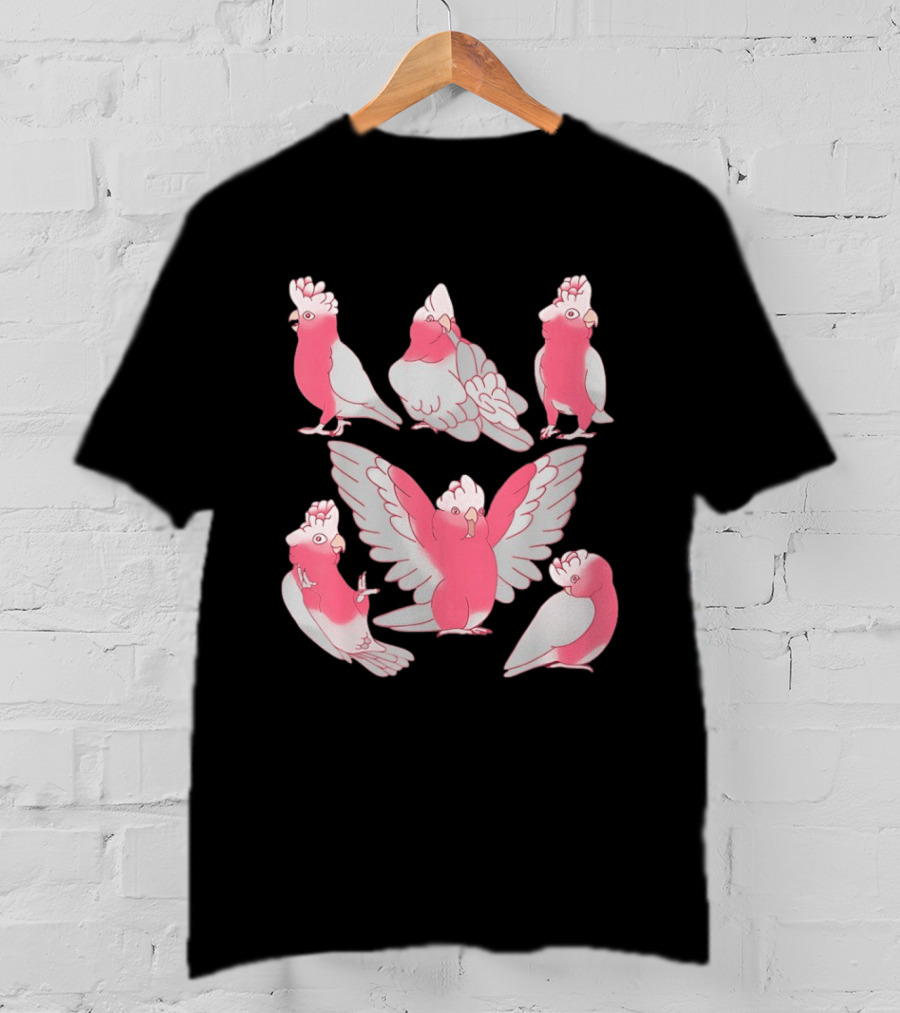 Galah Cockatoo Pink Parrot Birb Cute Cartoon Characters T-Shirt