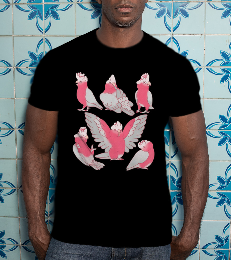 Galah Cockatoo Pink Parrot Birb Cute Cartoon Characters T-Shirt