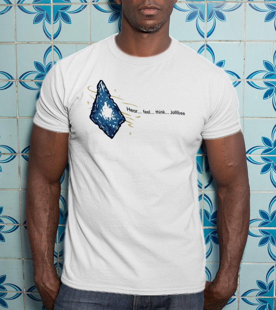 Hear Feel Think Jollibee Blue Crystal Stone T-Shirt