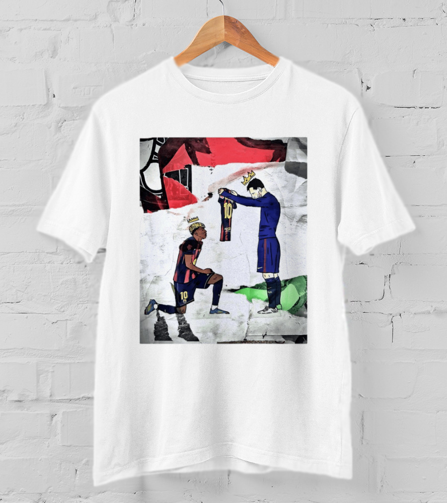 Lionel Messi Lamine Yamal Barcelona FC Art Collaboration T-Shirt