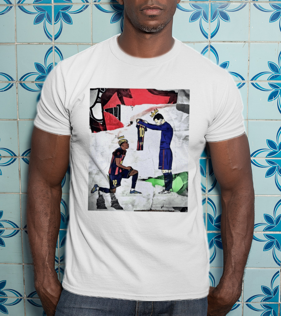 Lionel Messi Lamine Yamal Barcelona FC Art Collaboration T-Shirt