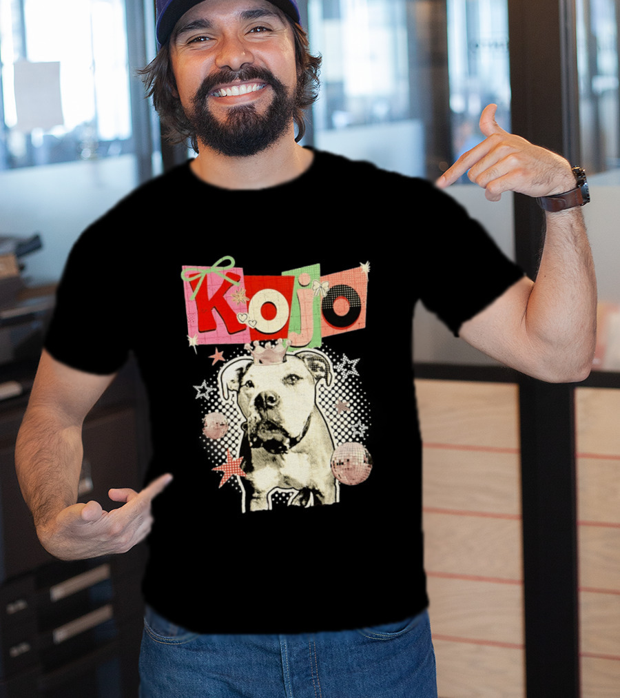 Kojo Dog Crown Retro Style Collage With Hearts And Stars T-Shirt