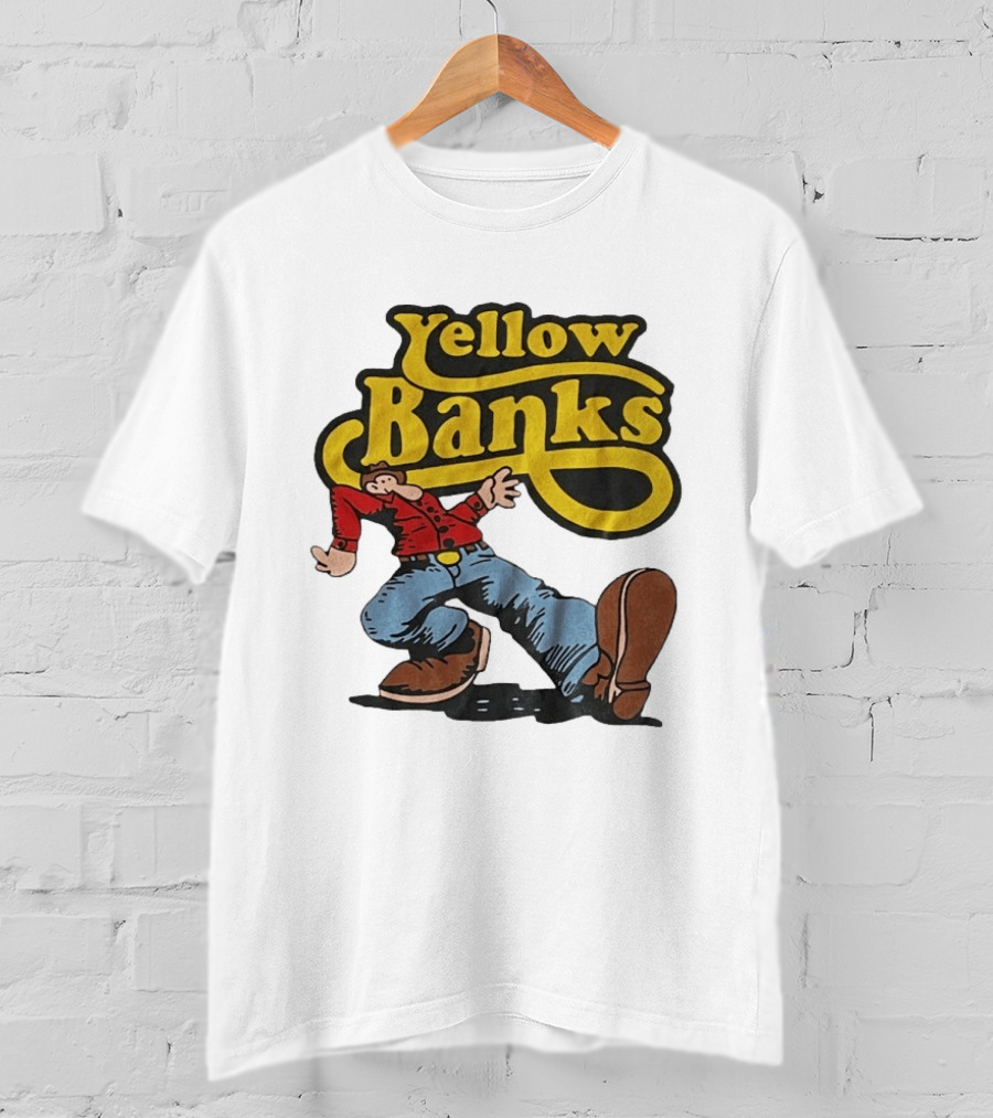 Yellow Banks Retro Cartoon Style Fun T-Shirt