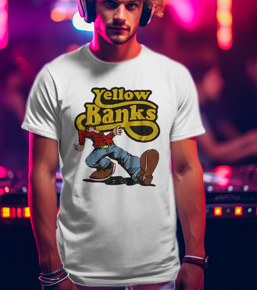 Yellow Banks Retro Cartoon Style Fun T-Shirt