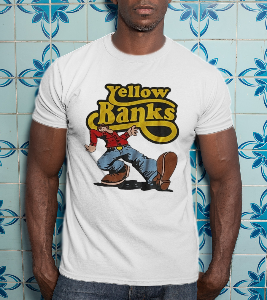 Yellow Banks Retro Cartoon Style Fun T-Shirt