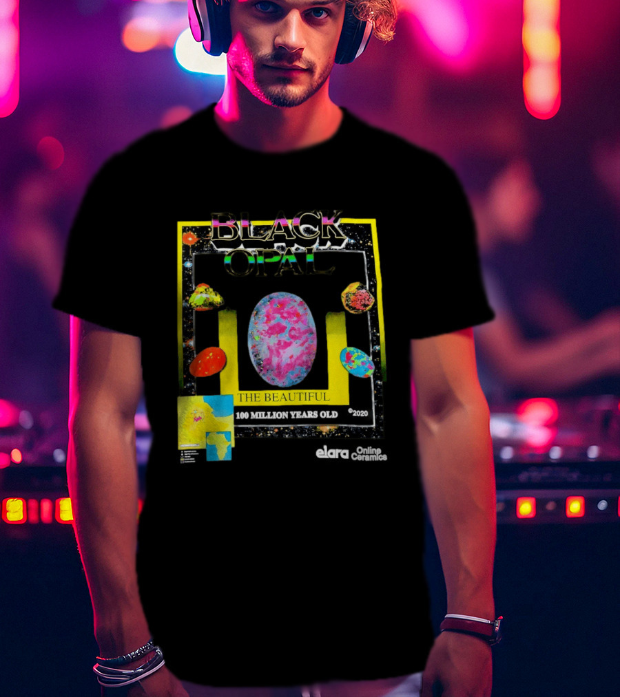Black Opal The Beautiful 100 Million Years Old Celestial Stars Retro Vibe T-Shirt