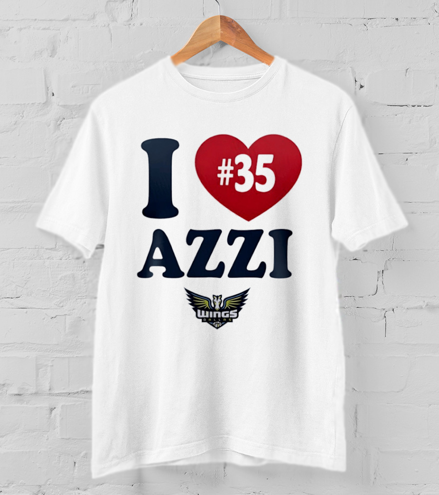 I Love Azzi Fudd Heart 35 Dallas Wings WNBA T-Shirt