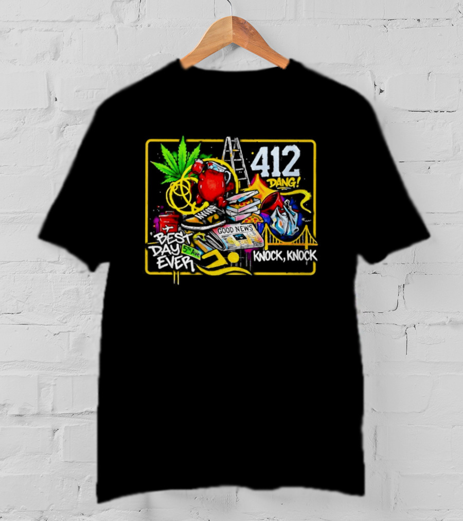 Good News Best Day Ever 412 Knock Knock Dang Graffiti Vibes T-Shirt