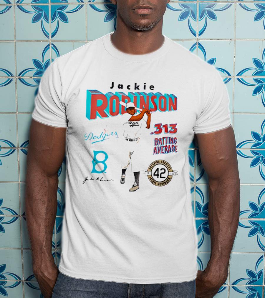 Jackie Robinson Dodgers Breaking Barriers 42 .313 Batting Average T-Shirt
