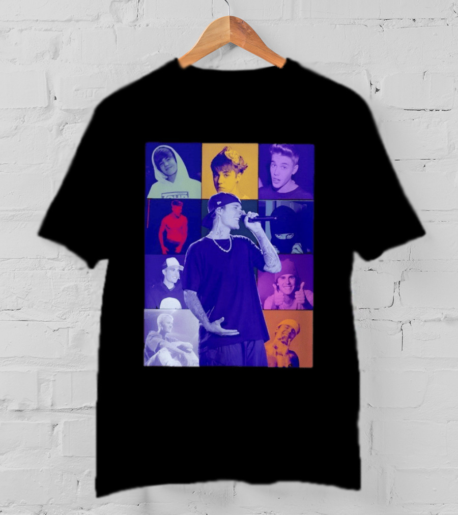 Justin Bieber The Eras Tour Concert Retro Photo Collage T-Shirt