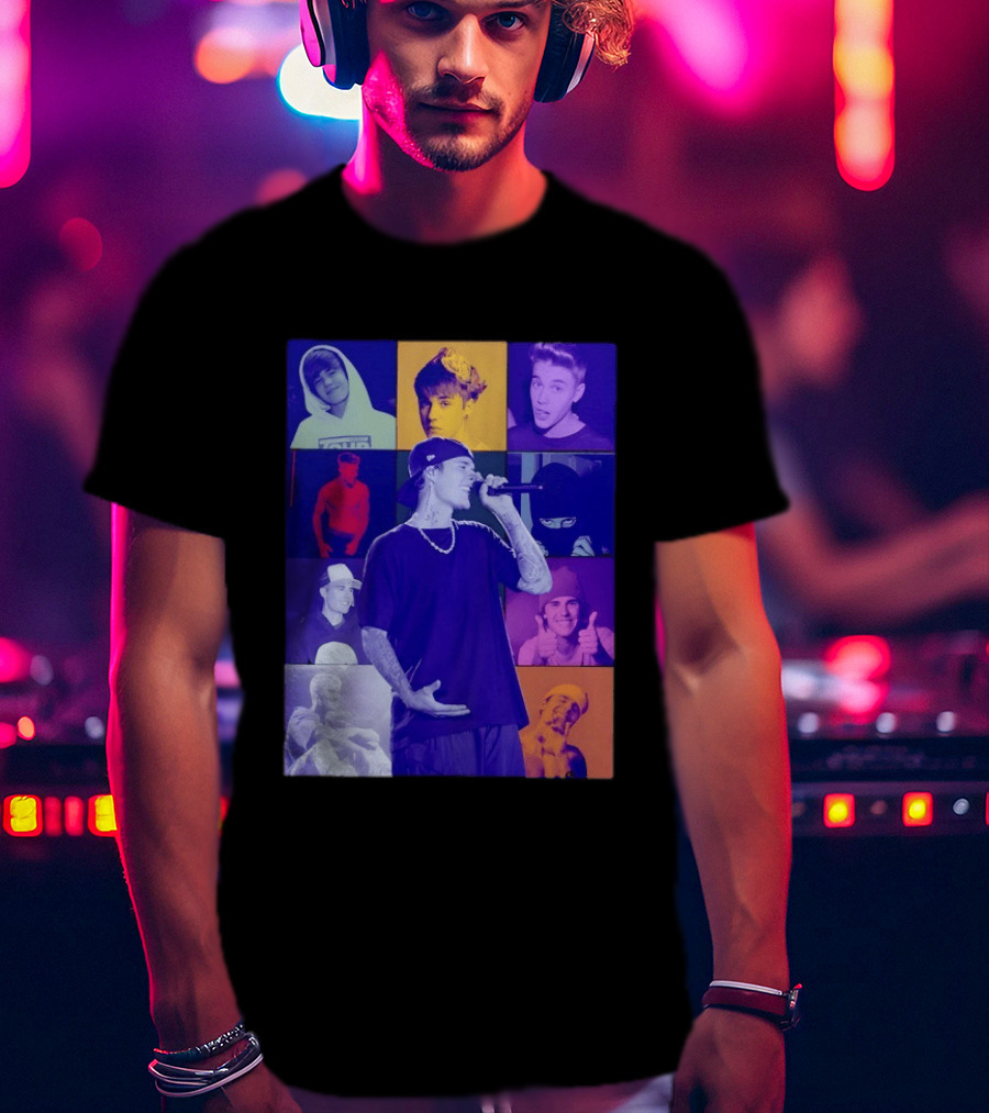 Justin Bieber The Eras Tour Concert Retro Photo Collage T-Shirt