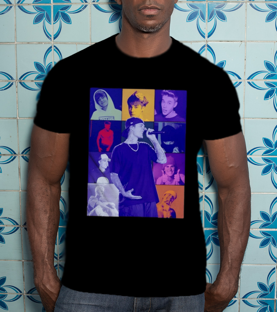 Justin Bieber The Eras Tour Concert Retro Photo Collage T-Shirt
