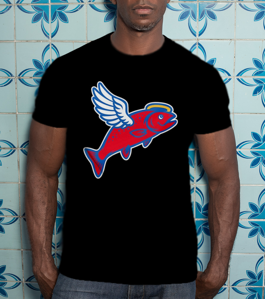 Los Angeles Angels Baseball Flying Fish With Halo And Wings T-Shirt