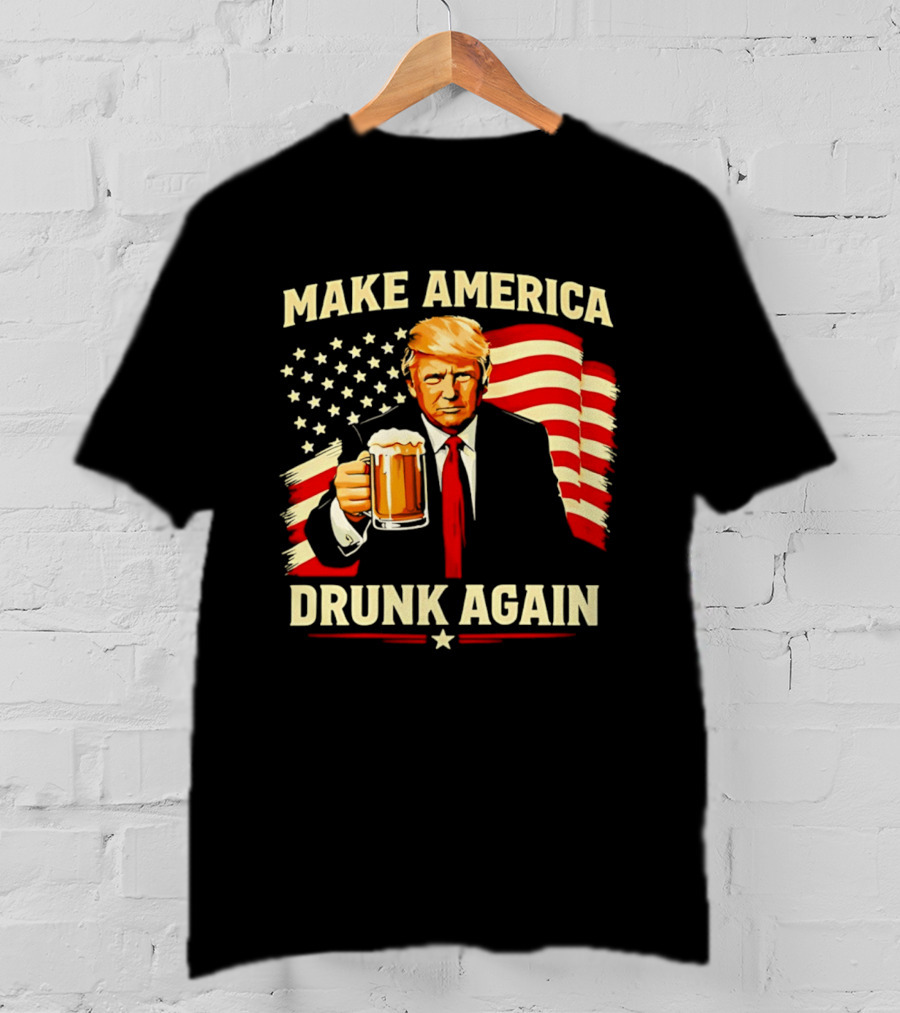 Patriotic Trump Make America Drunk Again Flag Beer T-Shirt