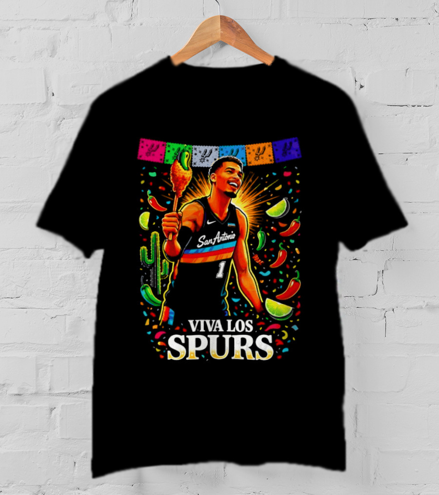 Viva Los Spurs Victor Wembanyama San Antonio Basketball NBA Fiesta Celebration T-Shirt
