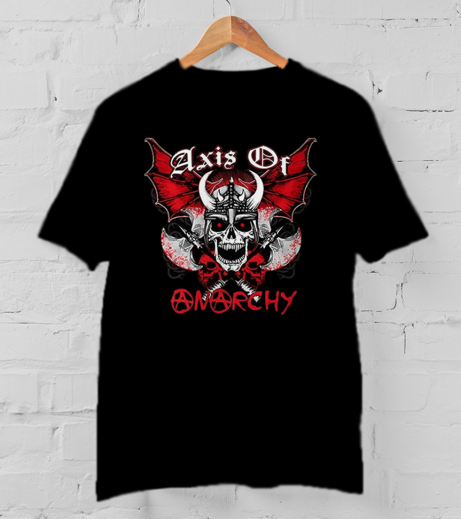 Axis Of Anarchy Skull With Red Wings And Viking Helmet T-Shirt