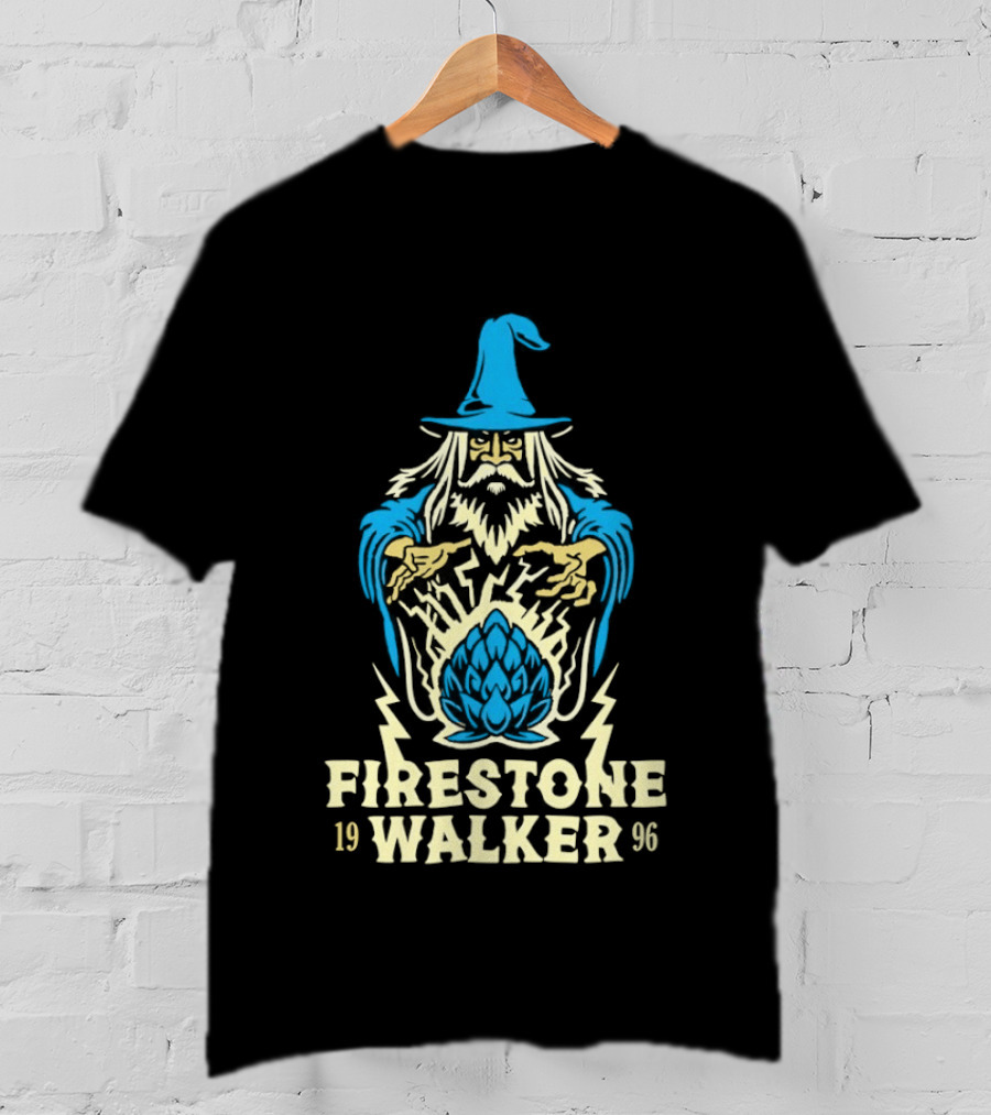 Firestone Walker 1996 Wizard Hat And Bearded Figure With Lightning Bolts T-Shirt