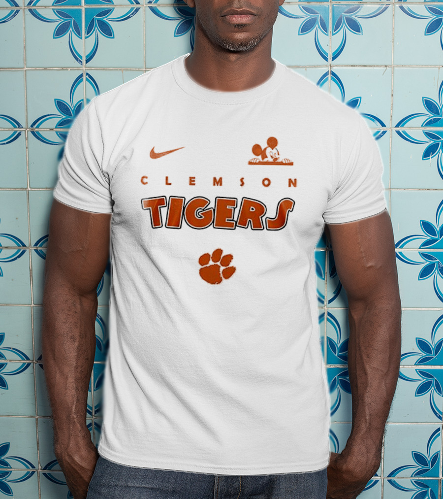 Clemson Tigers Mickey Mouse Ears Up Game On Nike T-Shirt