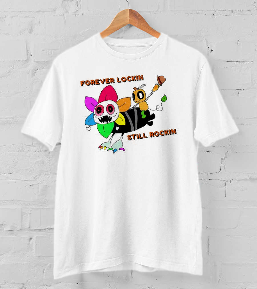 Forever Lockin Still Rockin Colorful Creature Toon T-Shirt