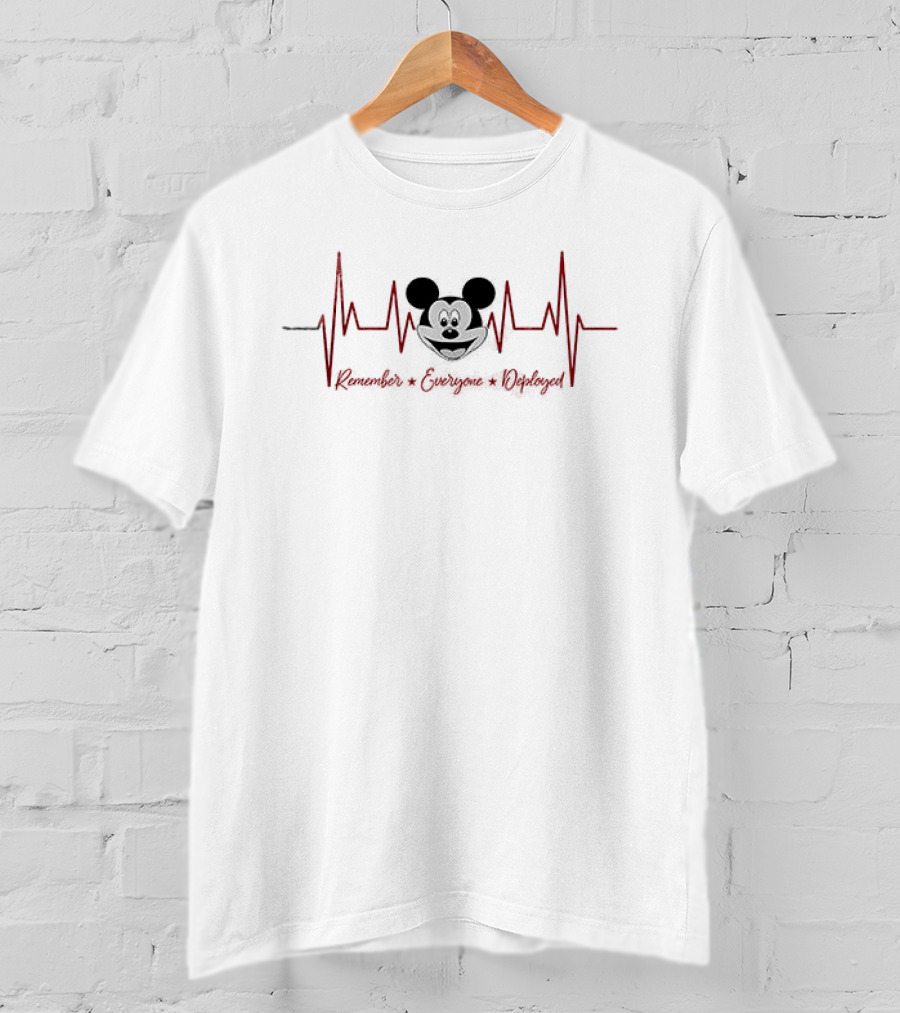 Mickey Mouse Heartbeat Remember Everyone Deployed Until They All Come Home T-Shirt