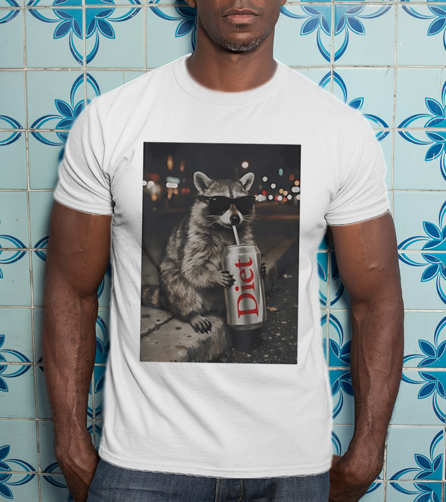Raccoons Diet Soda Gen Z Dank Meme Raccoon With Sunglasses And Soda Can T-Shirt