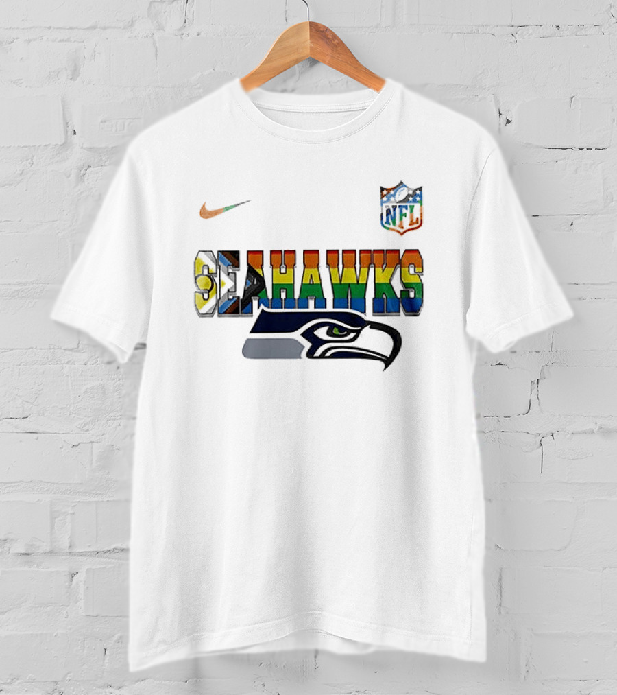 Seattle Seahawks Rainbow Pride NFL Peanuts Collaboration Snoopy Nike T-Shirt